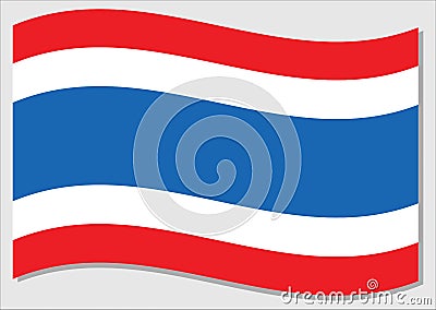 Waving flag of Thailand vector graphic. Waving Thai flag illustration. Thailand country flag wavin in the wind is a symbol of Vector Illustration