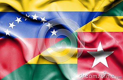 Waving flag of Togo and Venezuela Stock Photo