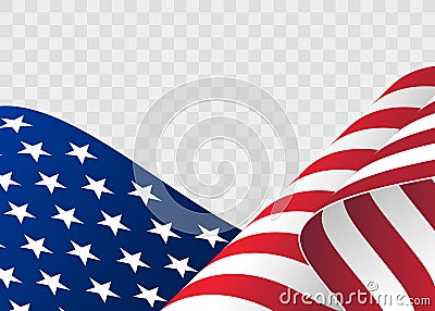 Waving flag of the United States of America. illustration of wavy American Flag for Independence Day Vector Illustration