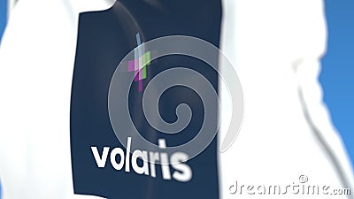 Waving flag with Volaris logo, close-up. Editorial 3D rendering Editorial Stock Photo