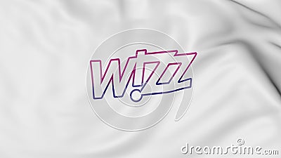 Waving flag of Wizz Air editorial 3D rendering Editorial Stock Photo