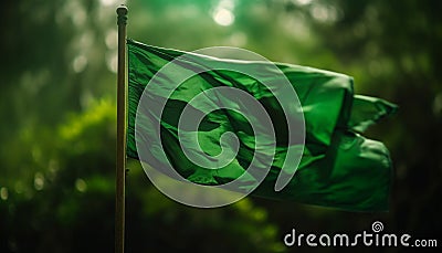 Waving flagpole symbolizes patriotism and freedom generated by AI Stock Photo