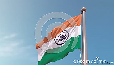 Waving flagpole symbolizes patriotism and pride on Independence Day generated by AI Stock Photo