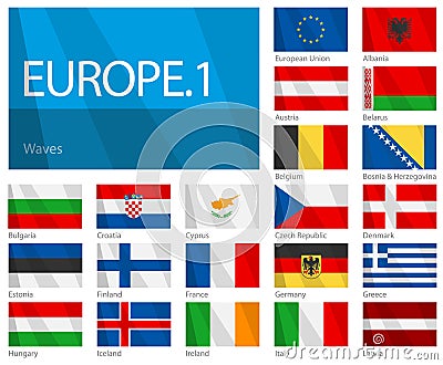 Waving Flags of European Countries - Part 1 Vector Illustration