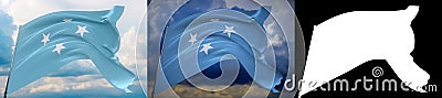 Waving flags of the world - flag of Federated States of Micronesia. Set of 2 flags and alpha matte image. Very high Stock Photo