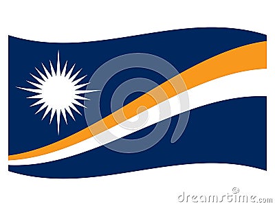 Waving Flag of the Marshall Islands Vector Illustration