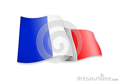 Waving France flag on white background. Stock Photo