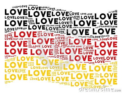 Waving German Flag Pattern of Love Text Items Vector Illustration