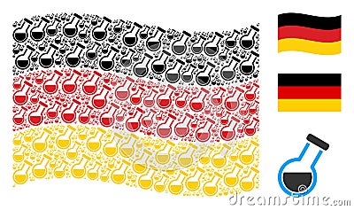 Waving Germany Flag Pattern of Retort Items Vector Illustration