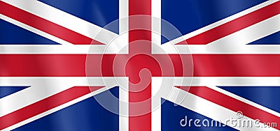 Waving Great Britain, United Kingdom flag. Realistic Vector illustration. 3D silk waving effect Cartoon Illustration