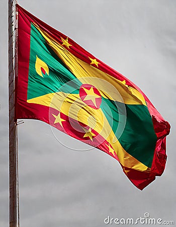 Waving Grenada Flag. Stock Photo