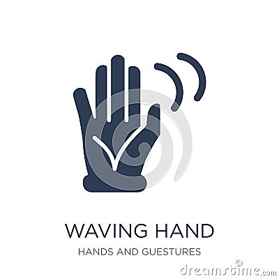 Waving hand icon. Trendy flat vector Waving hand icon on white b Vector Illustration