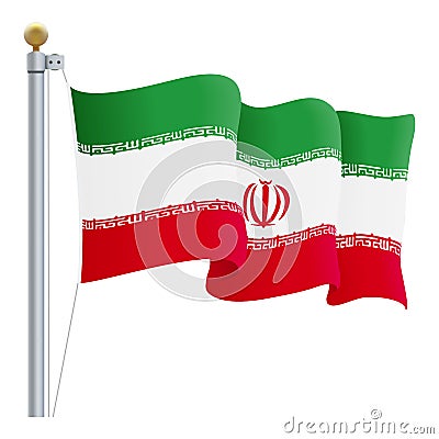 Waving Iran Flag Isolated On A White Background. Vector Illustration. Vector Illustration