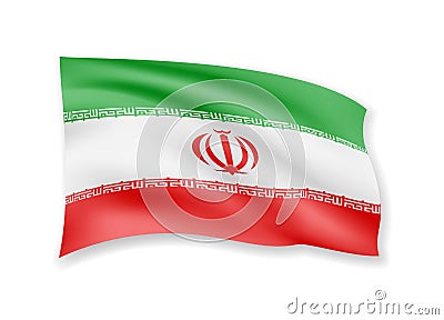 Waving Iran flag on white. Flag in the wind Cartoon Illustration