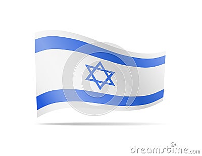 Waving Israel flag in the wind. Flag on white. Vector illustration Vector Illustration