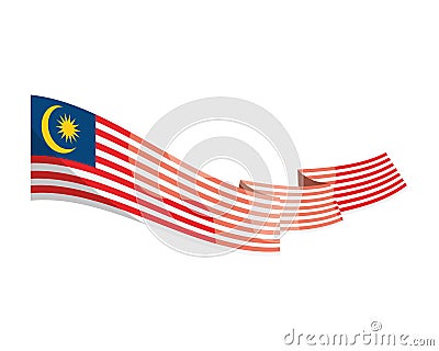waving large flag malaysia Vector Illustration