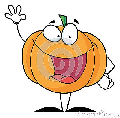 Waving Pumpkin Cartoon Character Cartoondealer 17058619 Waving Pumpkin Cartoon Character Cartoondealer 17058619