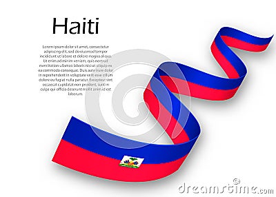 Waving ribbon or banner with flag of Haiti. Template for indepen Stock Photo