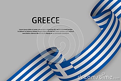 Waving ribbon with Flag of Greece Cartoon Illustration