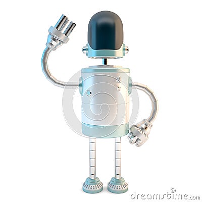 Waving robot. 3D illustration. Isolated Cartoon Illustration