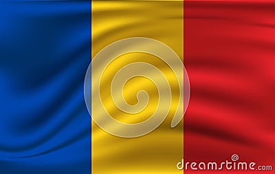 Waving Romanians flag, the flag of Romania Cartoon Illustration