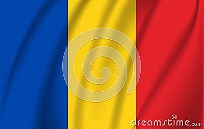 Waving Romanians flag, the flag of Romania Cartoon Illustration