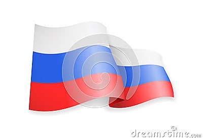 Waving Russia flag on white background. Stock Photo