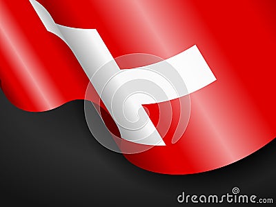 Waving Switzerland flag on black Vector Illustration