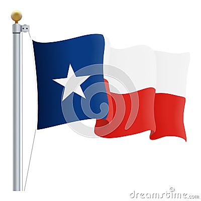 Waving Texas Flag Isolated On A White Background. Vector Illustration. Vector Illustration