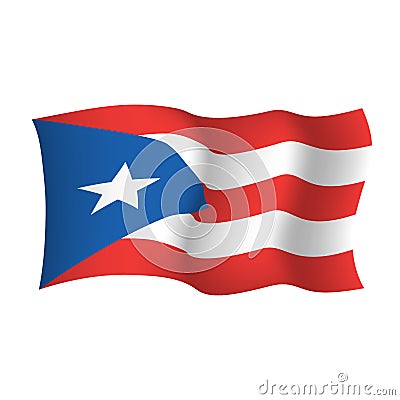 Waving vector flag of Puerto Rico. Commonwealth of Puerto Rico United States of America Vector Illustration