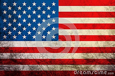 Waving vintage American flag united states of america texture , Stock Photo