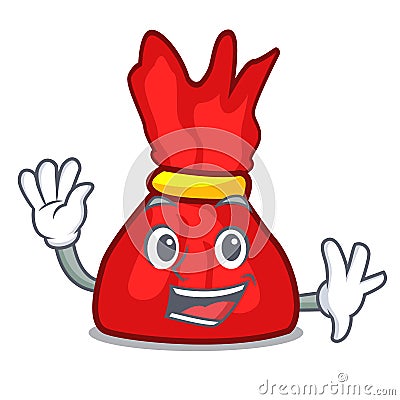 Waving wrapper candy character cartoon Vector Illustration