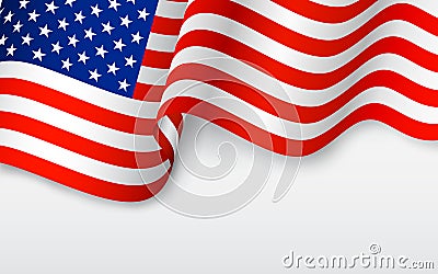 Wavy American Flag Vector Illustration