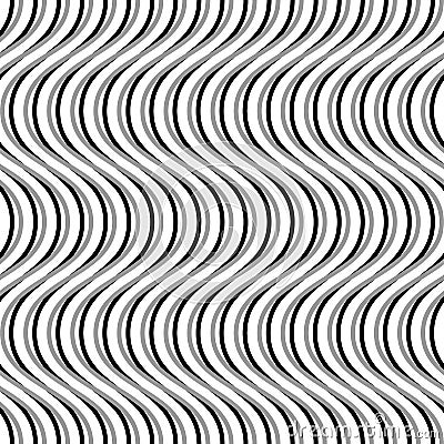 Wavy, billowy, undulating lines. Seamless geometric monochrome p Vector Illustration