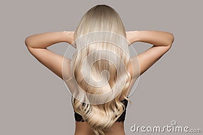 Wavy blond hair back view Stock Photo