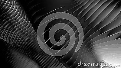 Wavy bw abstract background.3d render Stock Photo