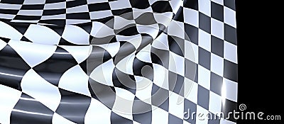 Wavy checkered flag under the lights isolated on a black background Stock Photo