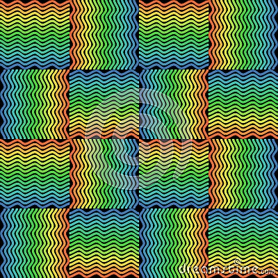 Wavy colorful abstract background. Tiles with wavy patterns. Abstract vector background. Colorful waves in red, green, blue and y Vector Illustration