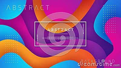 Wavy colorful background with 3D style. Modern liquid background. Abstract background with mixing pink, blue, and orange color. Vector Illustration