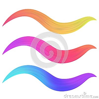 Wavy colorful brush stroke set Vector Illustration