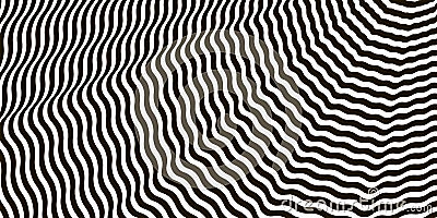 Wavy crossed stripes optical illusion black and white vector Vector Illustration