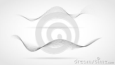 Wavy dotted lines flowing with subtle shadow Vector Illustration