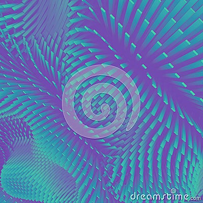 Wavy field of simple neon color rectangular forms. Abstract background. 3d rendering digital illustration Cartoon Illustration