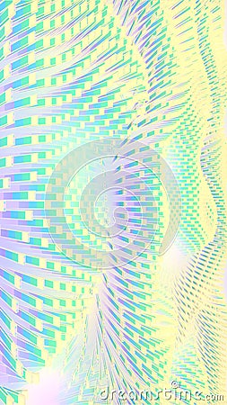 Wavy field of simple neon color rectangular forms. Geometric background. 3d rendering digital illustration Cartoon Illustration