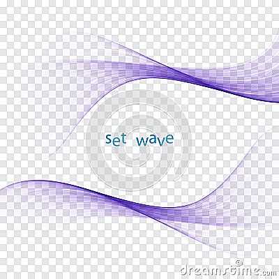 Wavy futuristic fresh bright colorful swoosh lines collection. Bright graphic elegant smoke transparent flow waves Vector Illustration