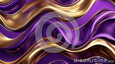 Wavy golden and purple metallic background Stock Photo