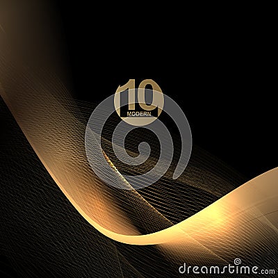 Wavy gorgeous composition of beige color, fine mesh texture on black background Vector Illustration