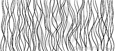 Wavy hand drawn pattern. Vertical doodle stripes, seamless abstract wave background, bamboo cloth. Vector wood texture Vector Illustration