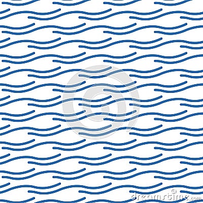 Wavy line pattern. Seamless decorative water surface Vector Illustration