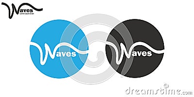 Wavy line waves logo set brand insignia clean wavy line design Vector Illustration